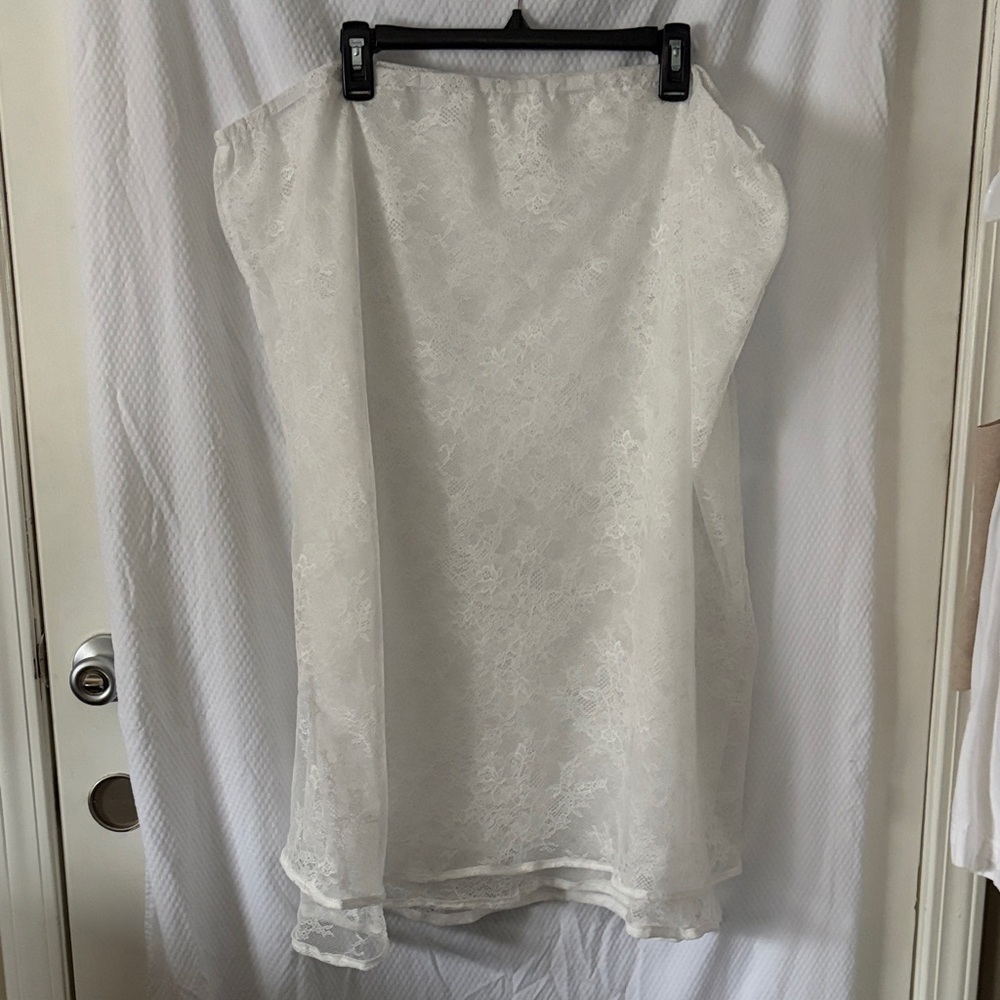 NWOT Double-lined Lace Sheer Skirt in White XXL-4X Stretch Above Ankle Whimsical